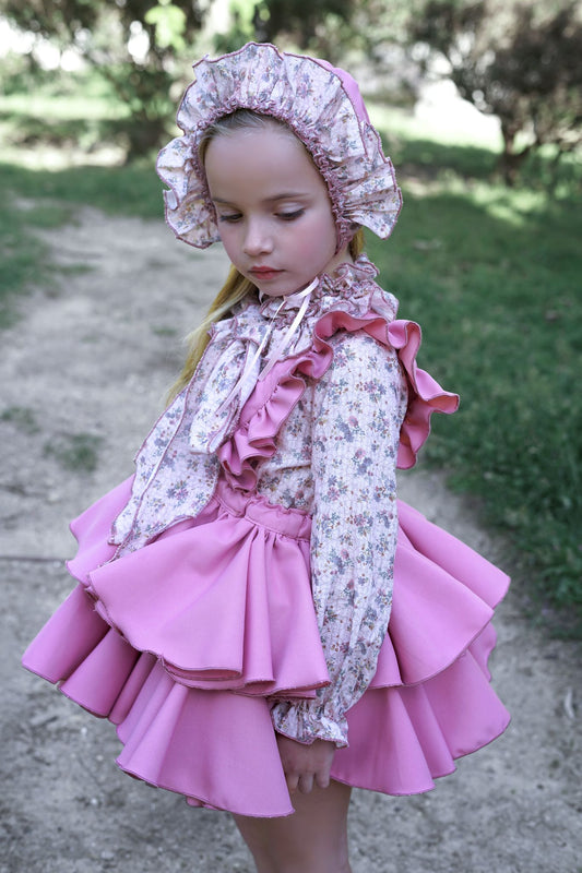 The pink floral Dress handmade Spanish Dress set preorder AW25