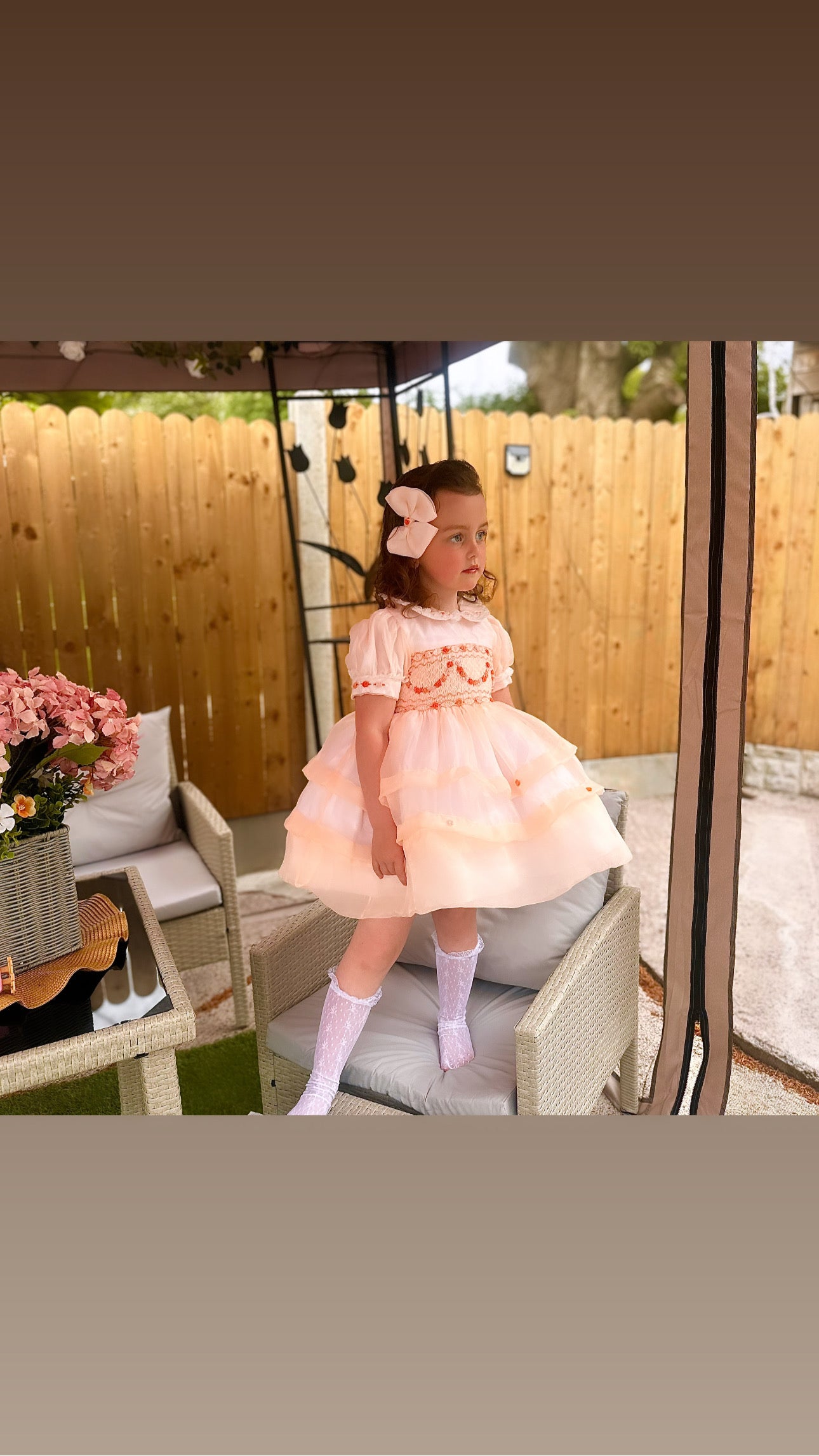 🍑⚜️Peach Delight 🍑⚜️new smocked dress & smock bonnet set instock