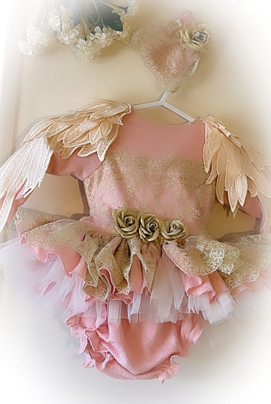 Pink & gold handmade Spanish dress Ela confection ❤️🎄preorder