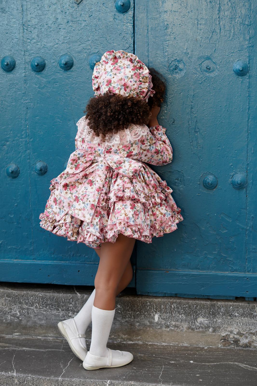 The beatriz pink floral Dress handmade Spanish Dress set preorder AW25