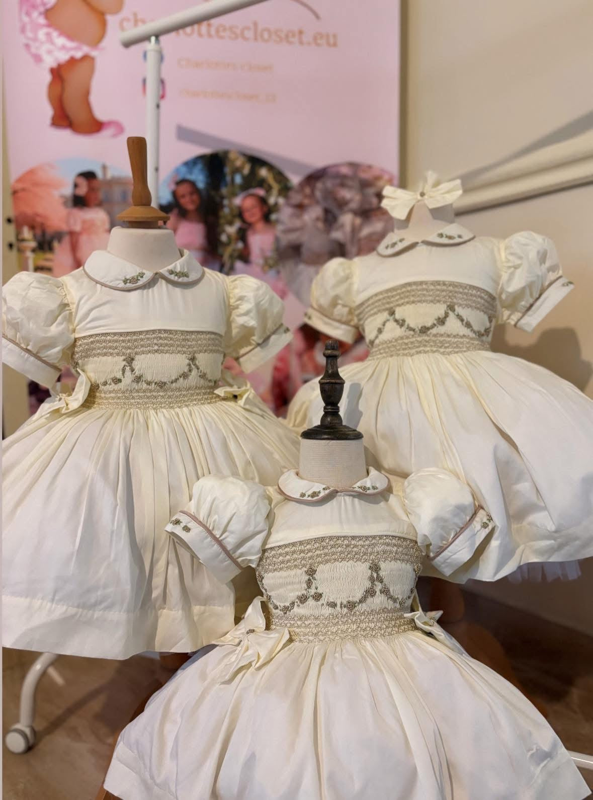 Cream and gold Cotten Smock dress 👑 instock