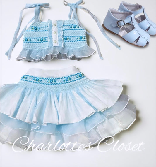 Charlottes Closet Smock skirt set in Blue Set 🩷👑