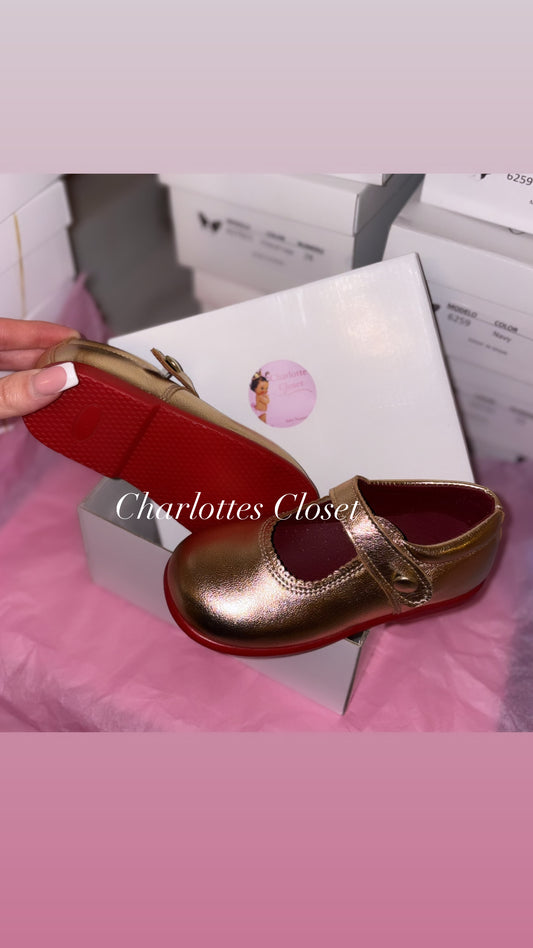 Charlottes Closet Red bottom , hardsole Maryjanes ❤️ instock Gold