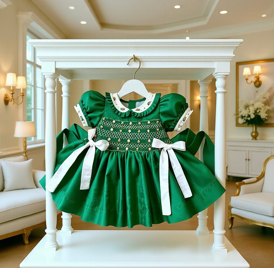 The Harrods dress 👑Our Emerald Green & Gold smock 🎄