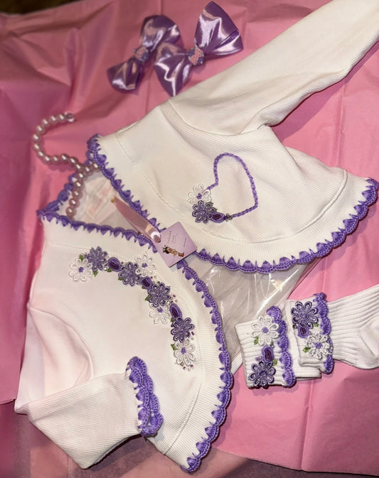 Lilac embroidery cardigan