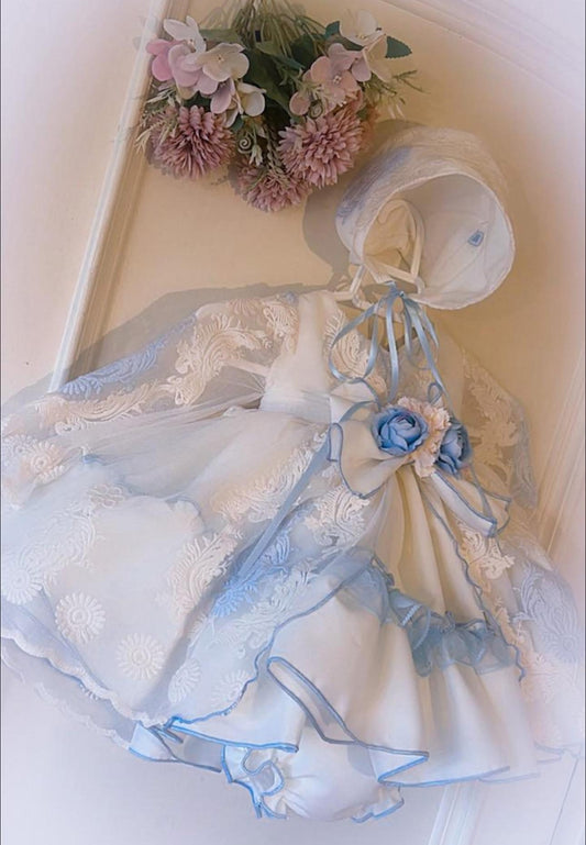 Ela Confection handmade Spanish dress & bonnet instock