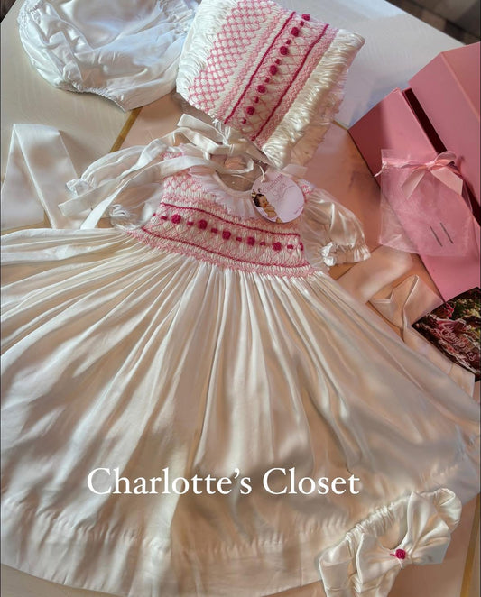 ‘Alice ‘Smocked Day gown & smock bonnet