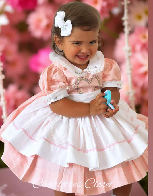 New Love Heart Embroidered Classic 🩷with matching pinny 💜🩷instock