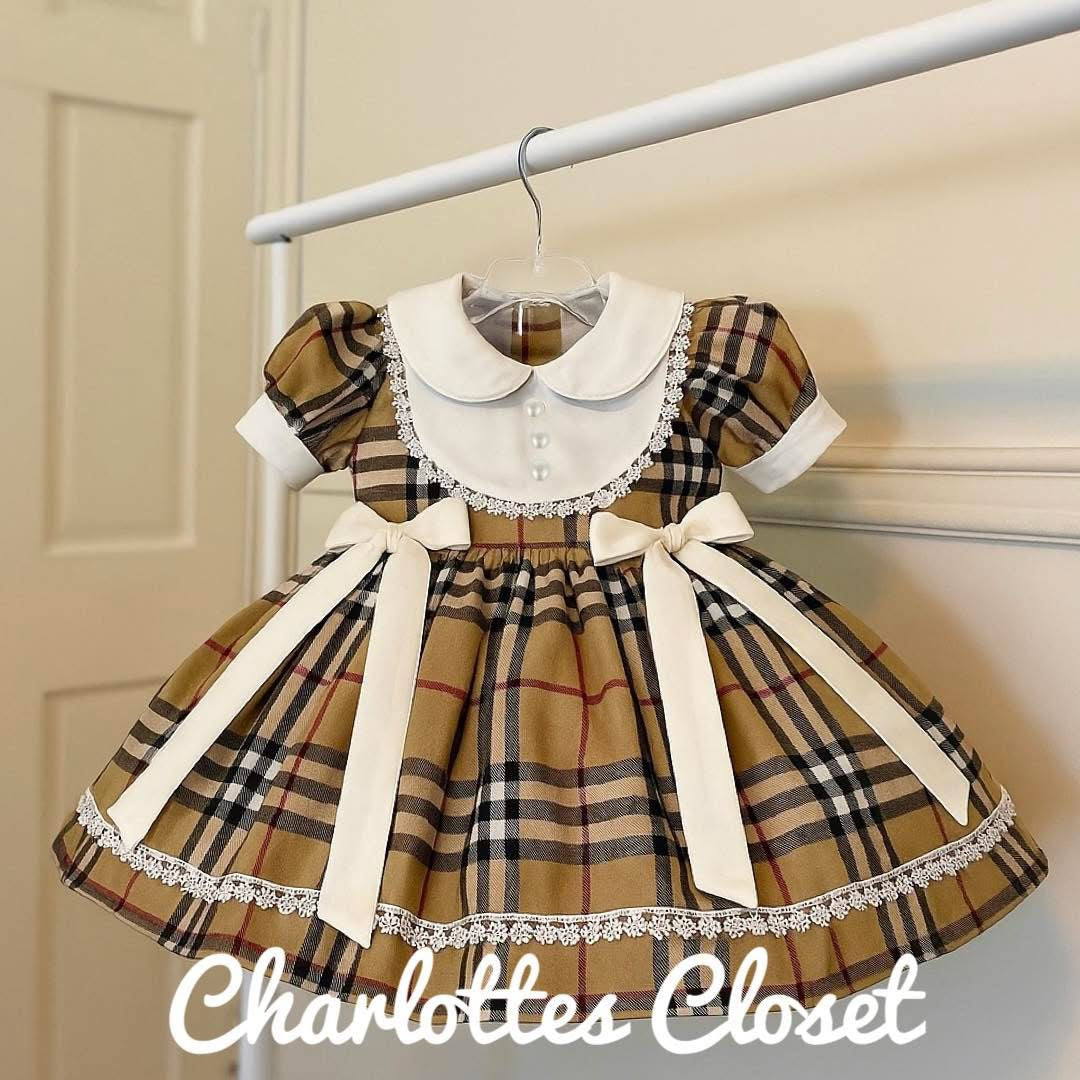 Beige cream and red tarten classic dress preorder