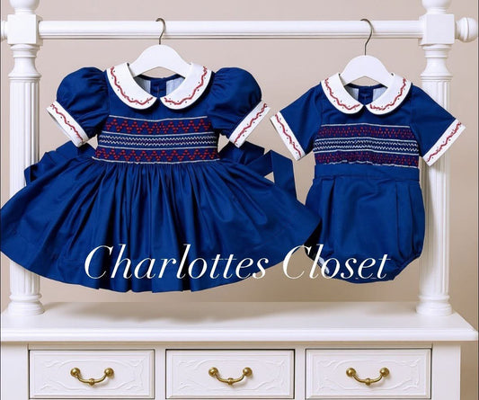 Royal blue & Red smock dress 💙