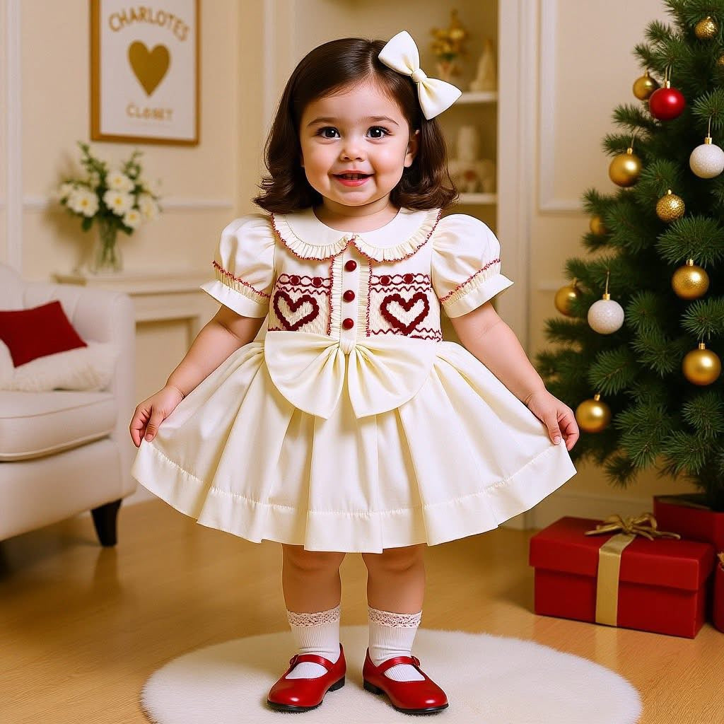 Cream & red Bow dress ❤️❤️❤️