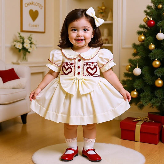 Cream & red Bow dress ❤️❤️❤️