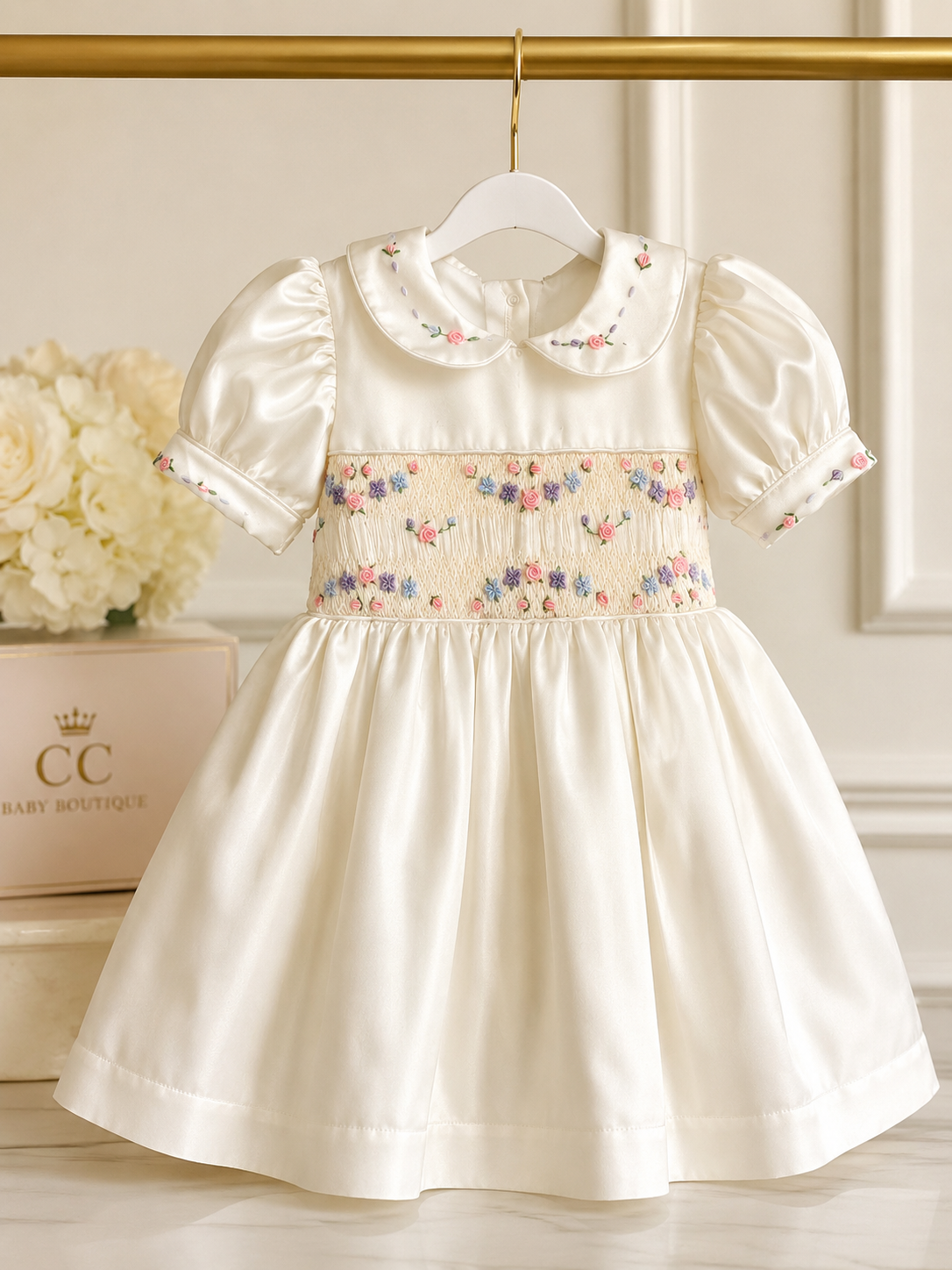 Cream and pink summer smock