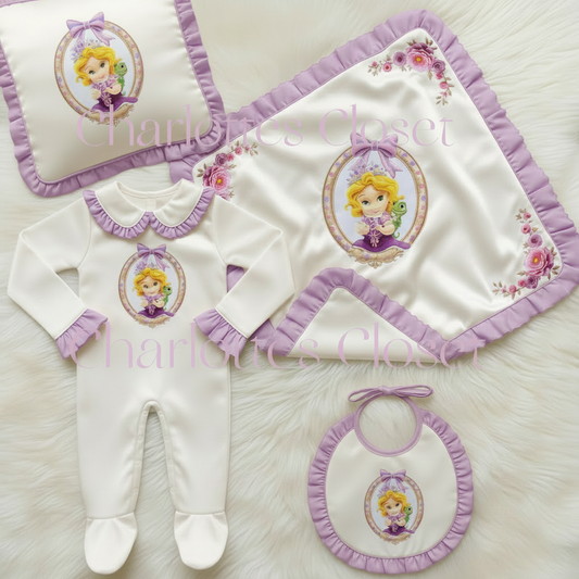 Rapunzel embroidered Baby set preorder for March delivery 💜