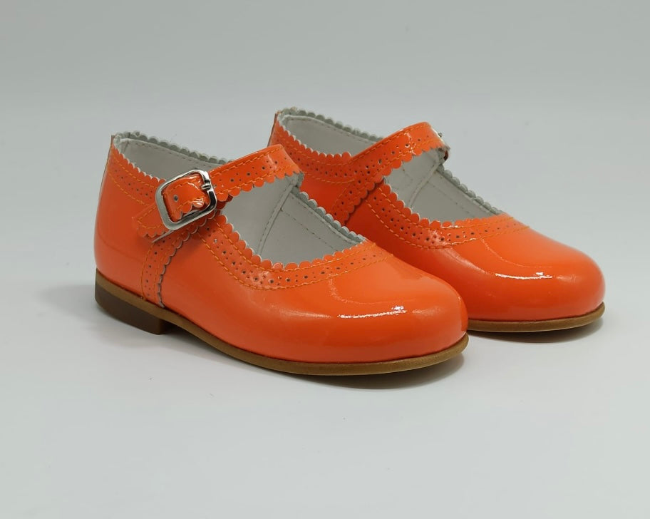 Orange π Classic patent Maryjanes
