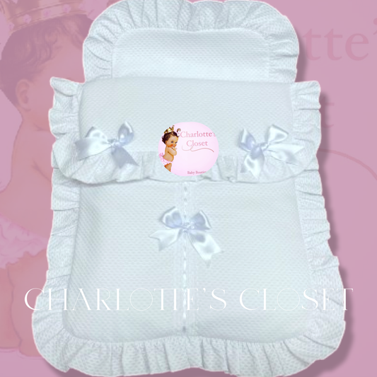 White Large waffle pram sets