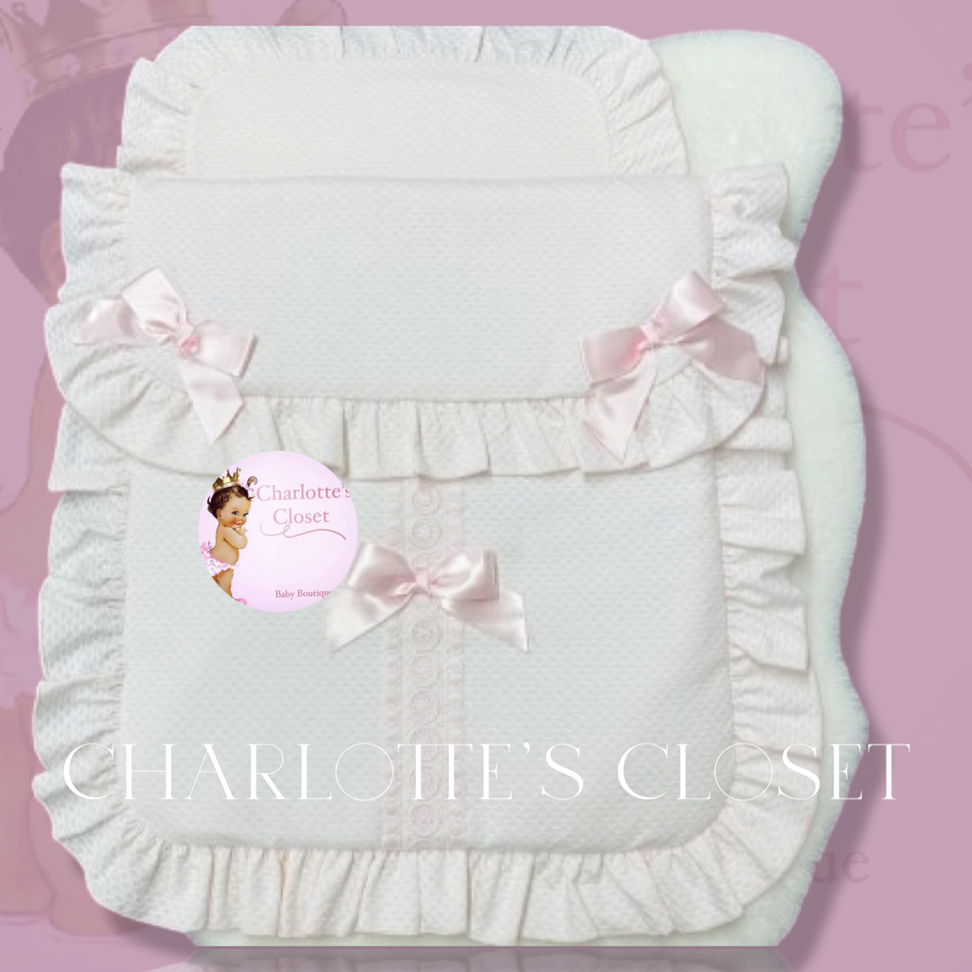 Pink Large waffle pram sets