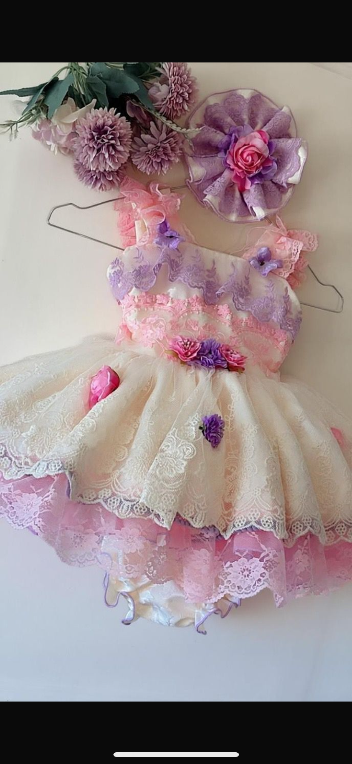 New season 2026 Handmade Spanish dress cream pink lilac