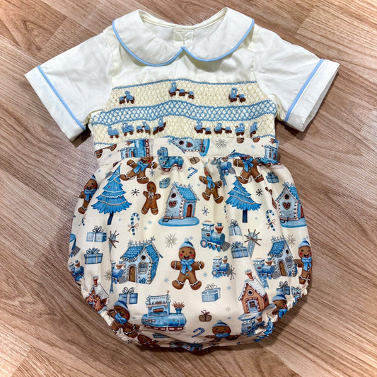 Gingerbread smock romper 💙💙