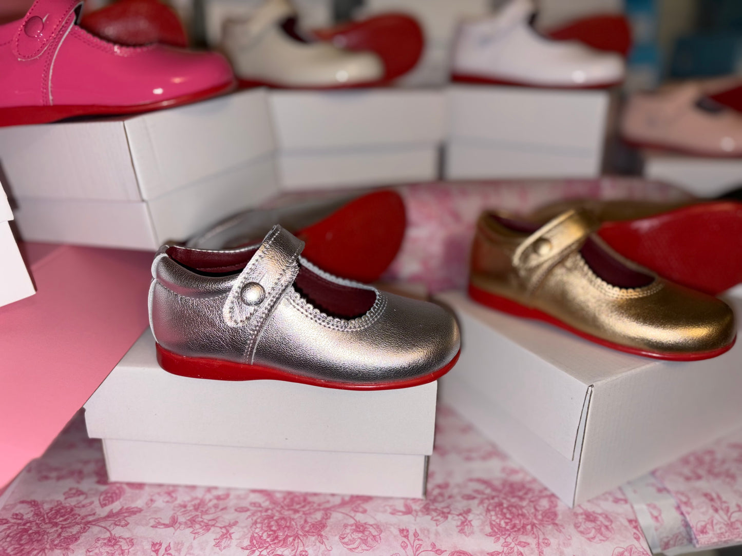 Silver Red bottoms Maryjanes instock