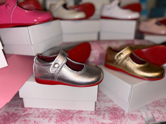 Silver Red bottoms Maryjanes instock
