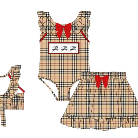 Bb Inspired check smock swimsuit and skirt