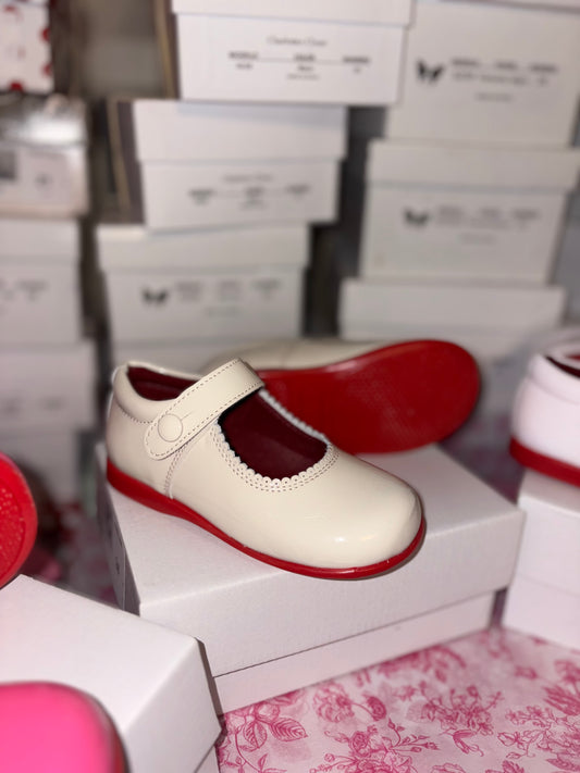 Cream red bottoms Maryjanes instock