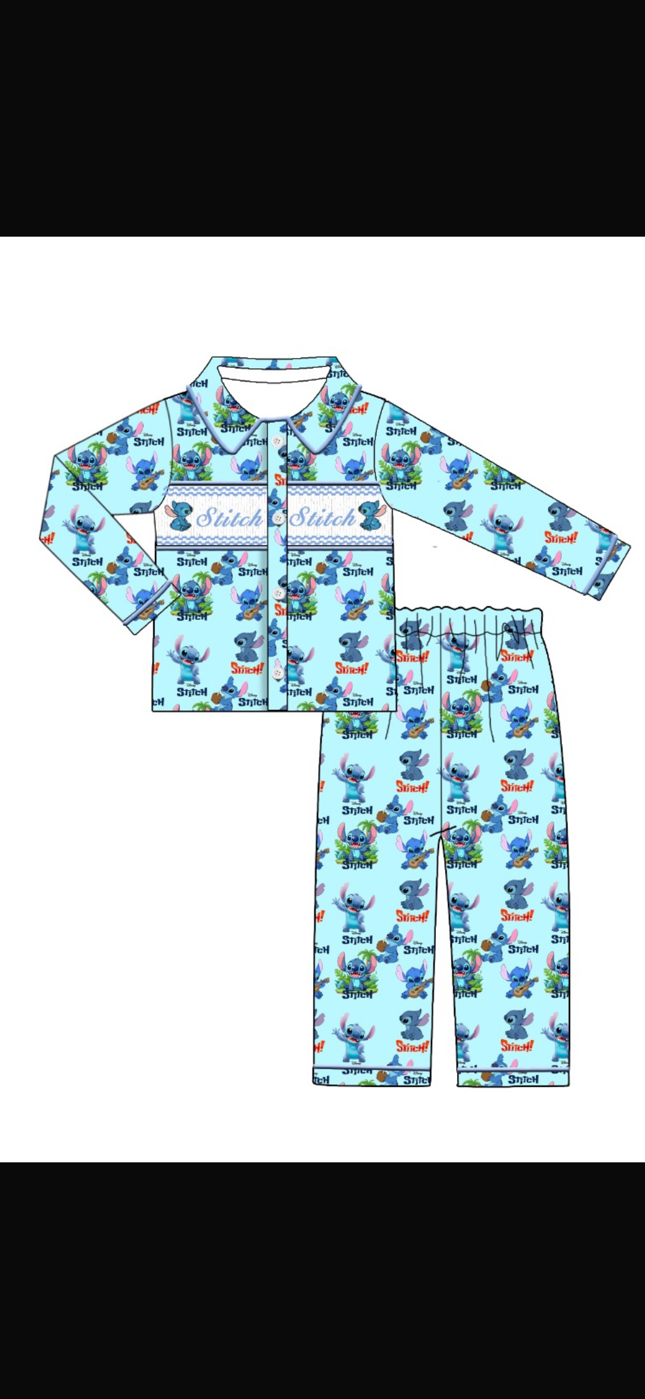 Disney boys Stitch blue smock pyjamas  preorder