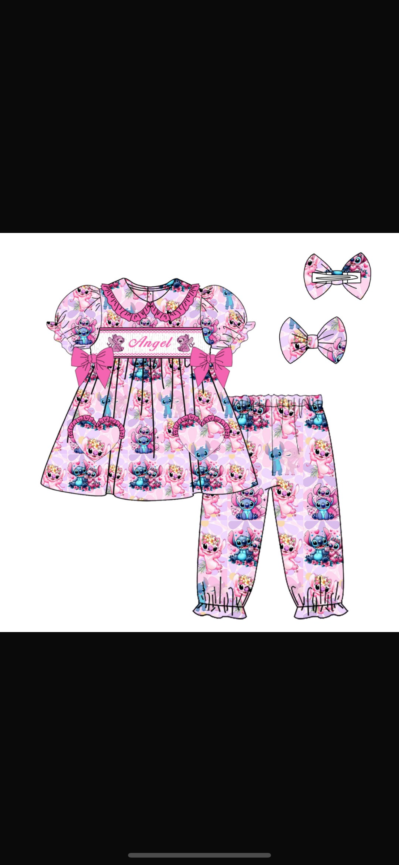 Disney Girls Angel Stitch pink smock pyjamas  preorder