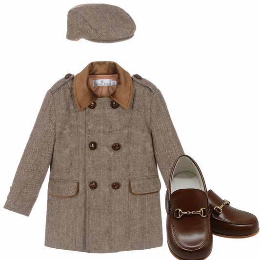 Beau Kid New season Tweed coat & paddy hat preorder now