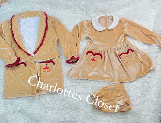 Gold Quilted Nutcracker Ballerina  Pjs & Nightcoat ❤️preorder