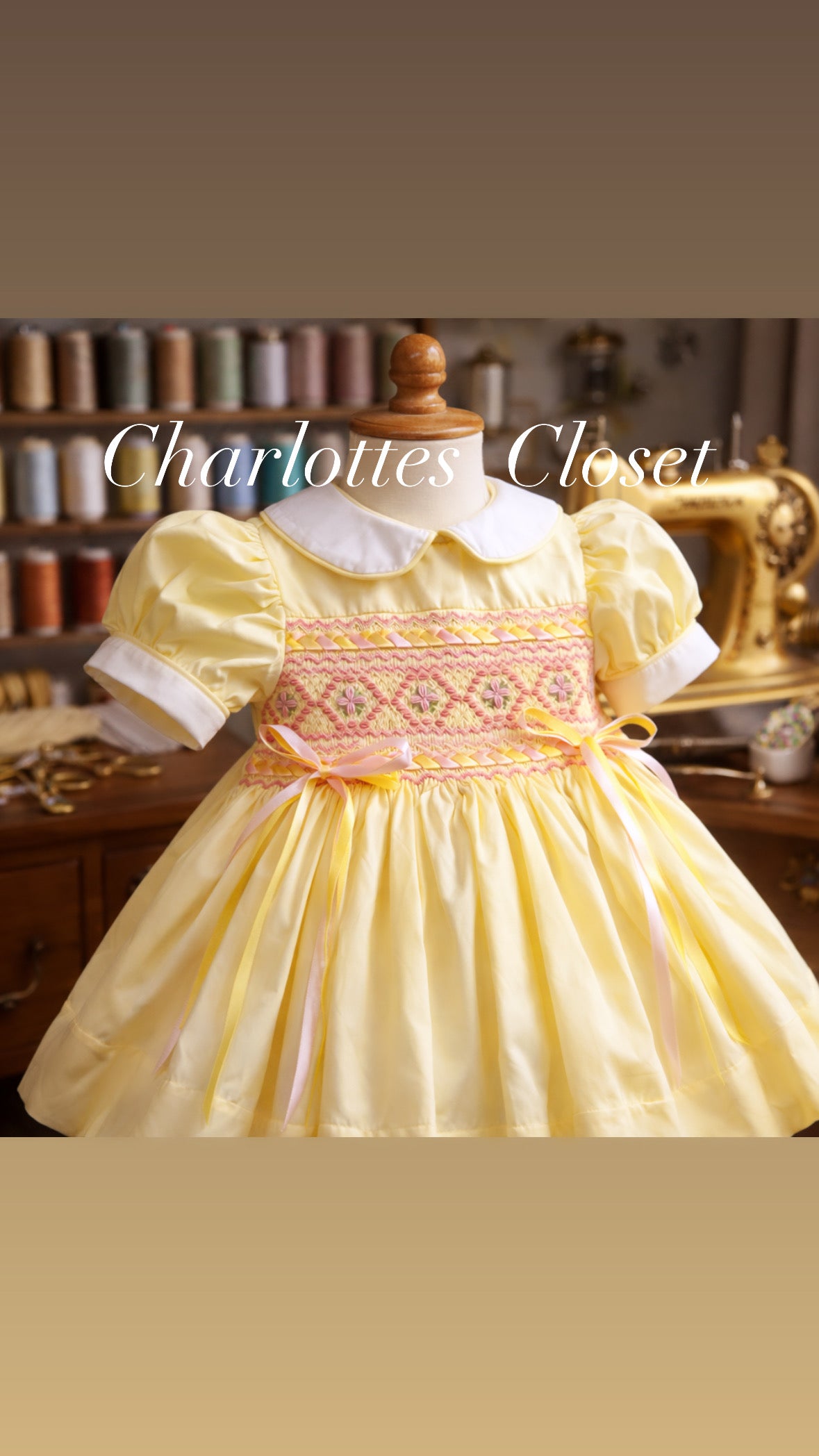 April 👑 🍋 🎀 smock dress lemon & pink preorder for March delivery 💖