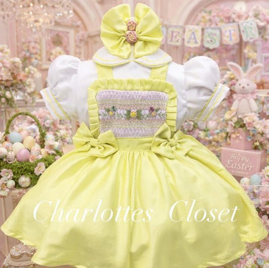 Girls lemon Luxe smock dress