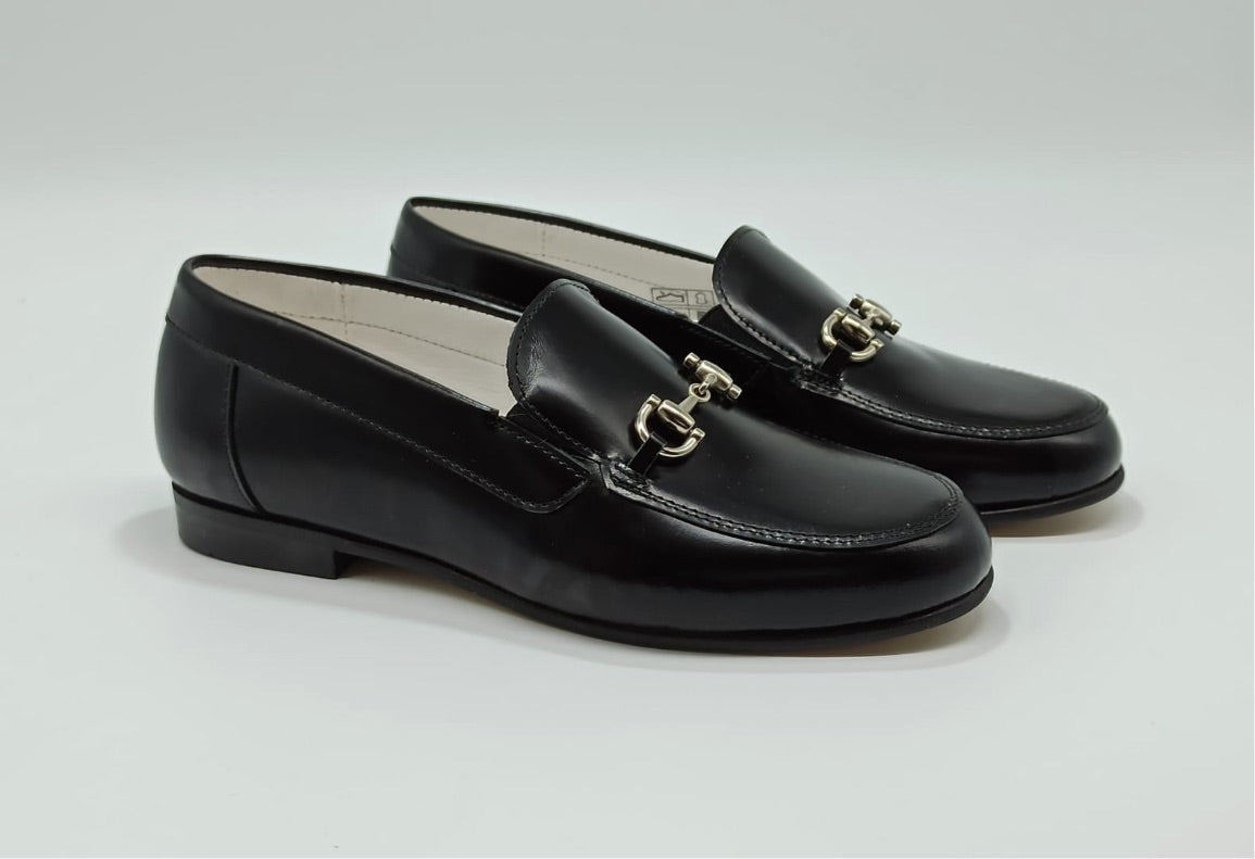 Boys black GG inspired loafers