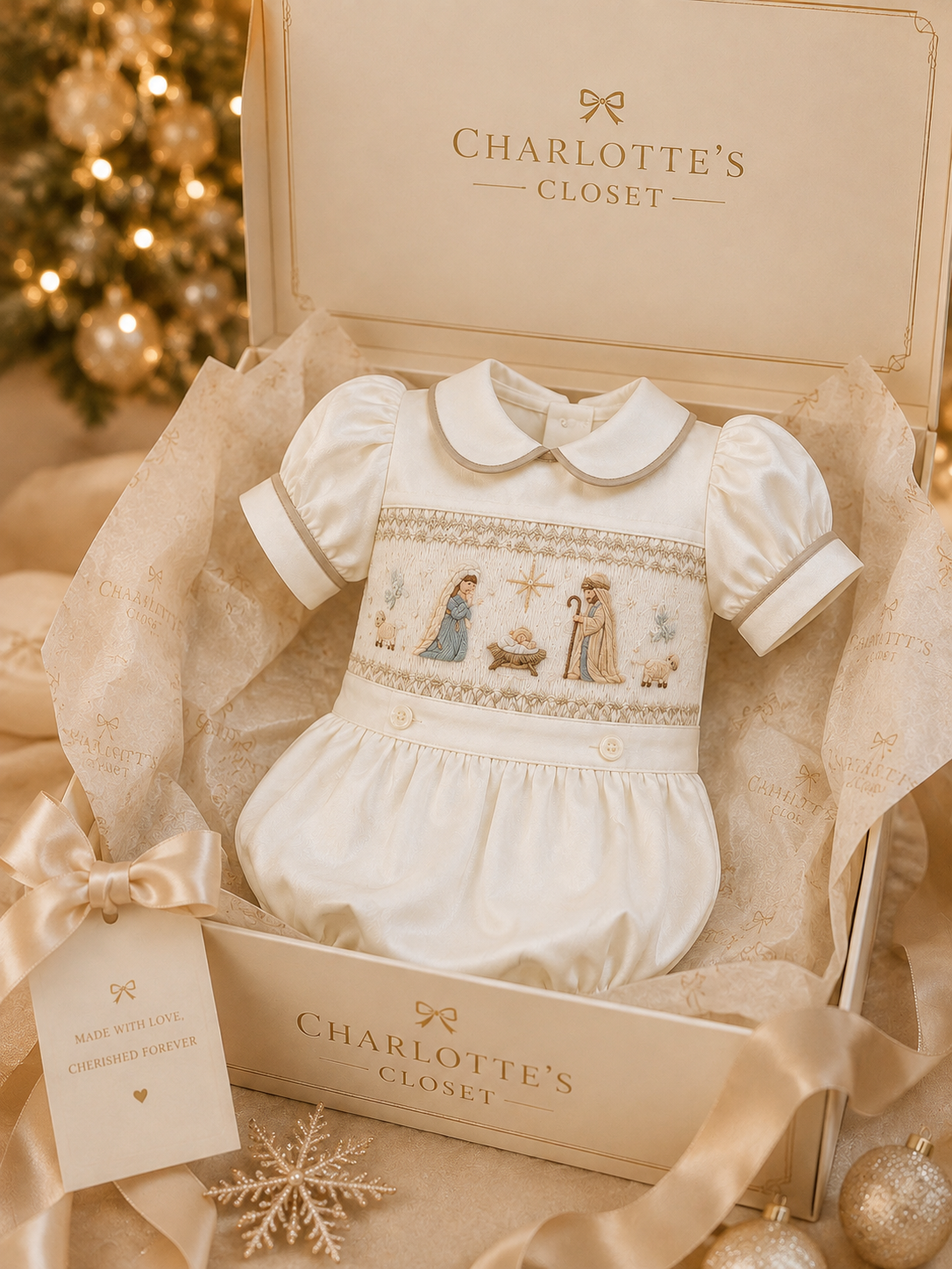 Holy night smock romper