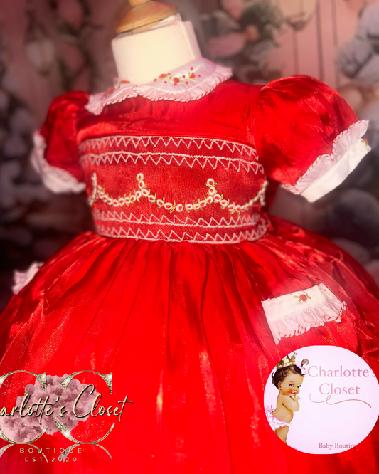 Charlottes Red organza Christmas smock ⚜️🎄