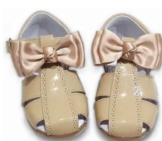 Beige Patent Girls Sandals