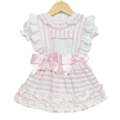 Pink stripe pinafore with shirt