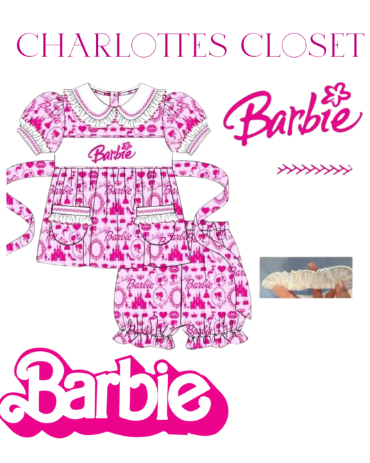 Girls Barbie smocked pjs